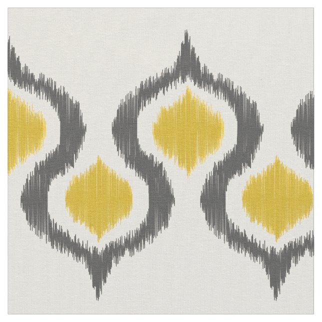Grau und Senf Ikat Stammes- Muster Stoff (Nahaufnahme)