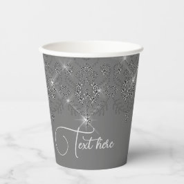 Grau und silber Spitzen eleganter Funkel Diamant Pappbecher