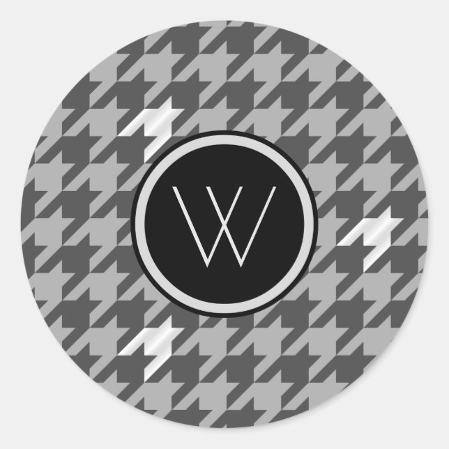 Grau und Silver Accent Hahnentrittmuster Sticker (Vorderseite)