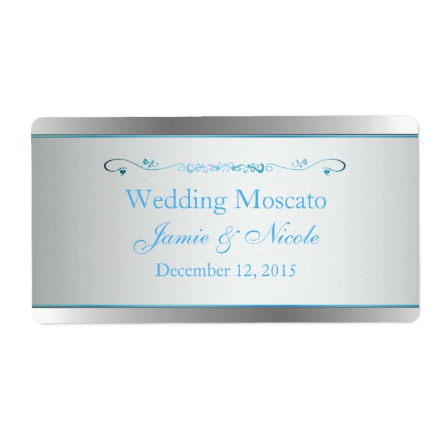 Grau und Silver Wedding Mini Wine Labels (Vorne)