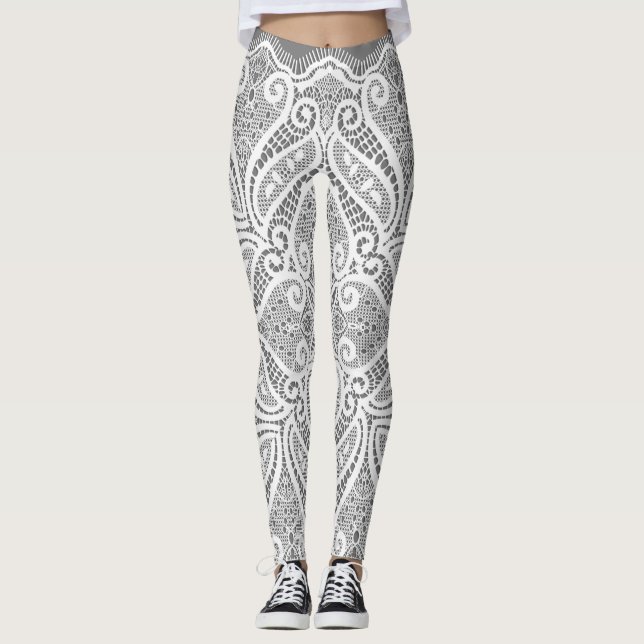 Grau- und SpitzenLeggings Leggings (Vorderseite)
