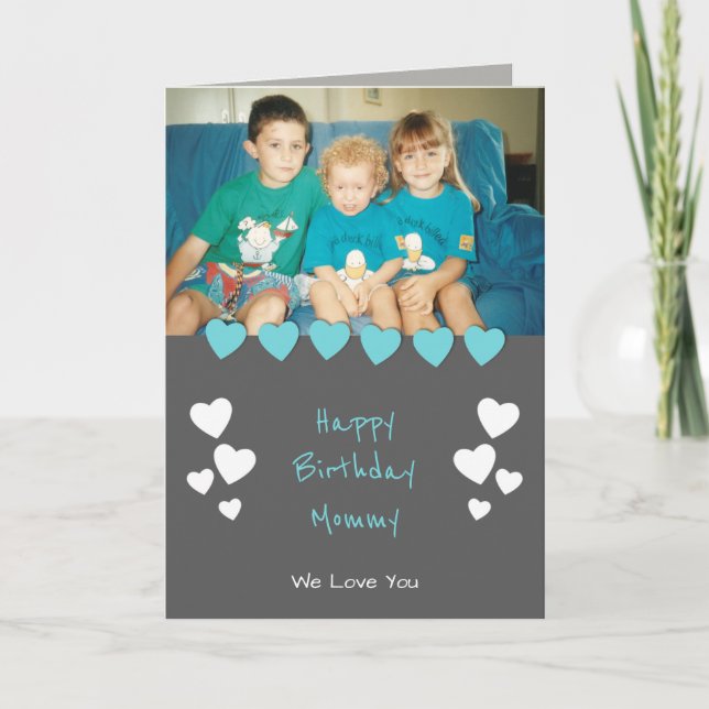 Grau und türkis Mum Foto Geburtstag Karte (Vorderseite)