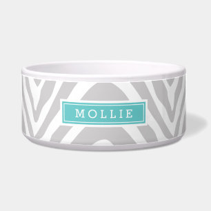 Grau und Türkis Zebra Print Monogram Napf