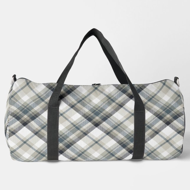 Grau und Weiß Kariert Duffle Bag (Vorderseite)