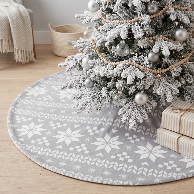 Grau und Weiß Messe Isle Pattern Polyester Weihnachtsbaumdecke (Von Creator hochgeladen)