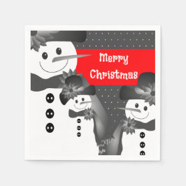 Grau und Weiß mit rotem Snowman Cocktail in Größe Serviette
