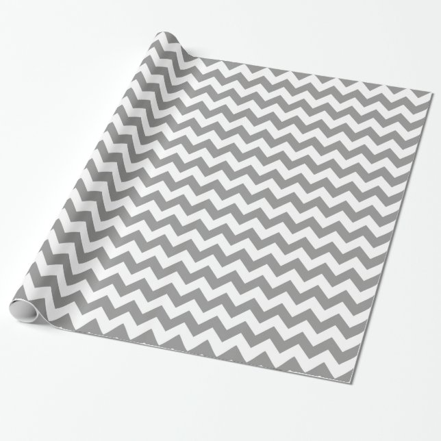 Grau und Weiß Modernes Zickzack Geschenkpapier (Ungerollt)