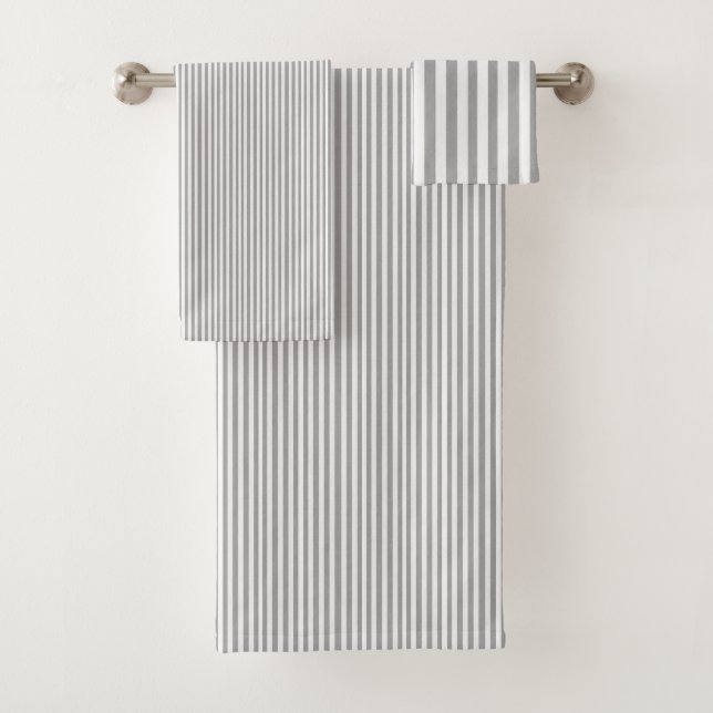 Grau und Weiß Streifen Badezimmer Handtuchhalter S Badhandtuch Set (Insitu)