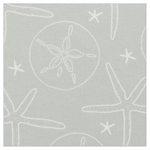 Grau und White Beach Muscheln Starfish, Sand Dolla Stoff