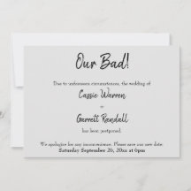 Grau "Unser Schlechtes!" Verspätete Hochzeitsankün