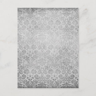 Grau verblasster Damast-Muster Postkarte