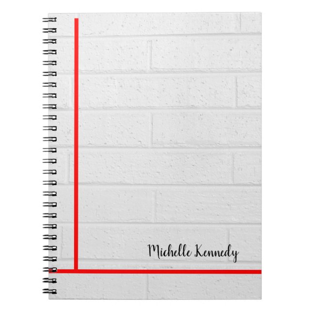 Grau Wall Red Lines Minimalistisch Beruflich Moder Notizblock (Vorderseite)