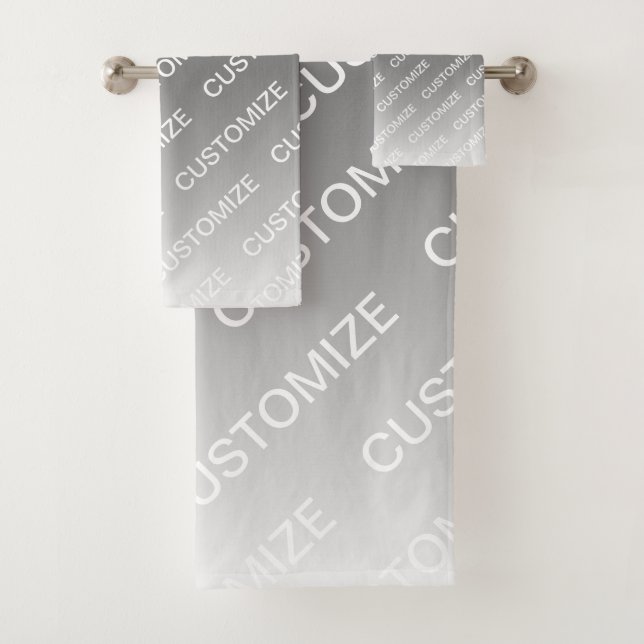 Grau (wechselbare Farbe) Ombre & Textmuster Badhandtuch Set (Insitu)