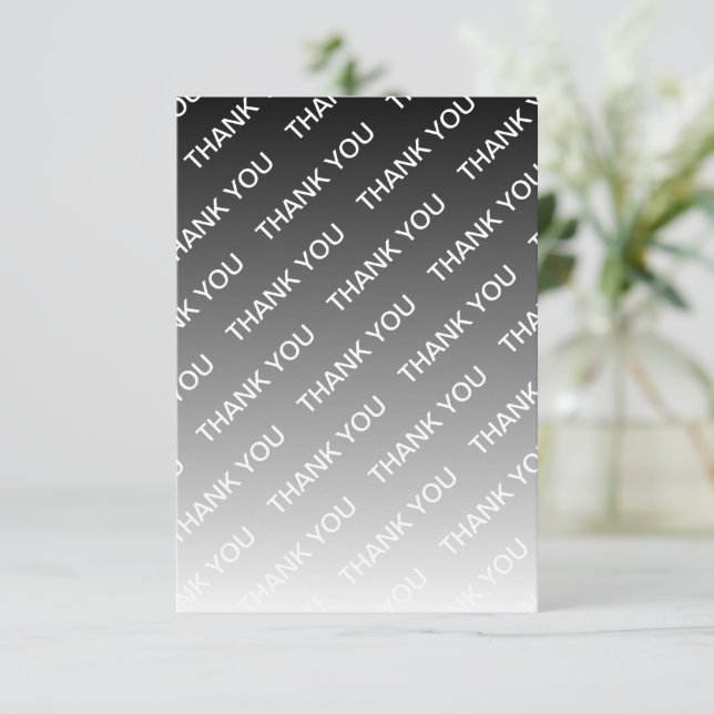 Grau (wechselbare Farbe) Ombre & Textmuster Dankeskarte (Stehend Vorderseite)
