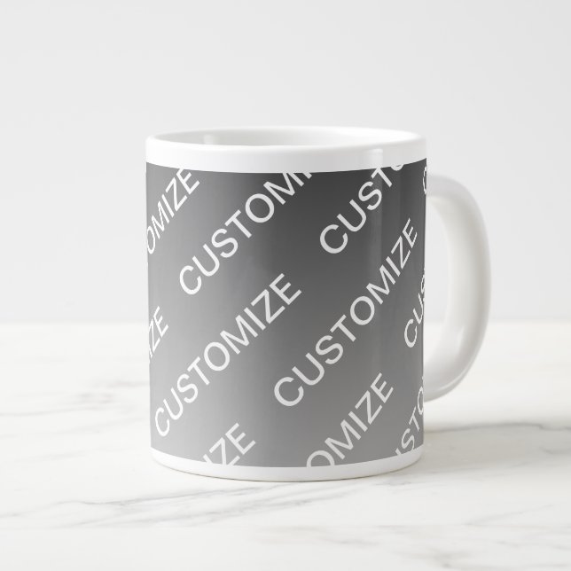 Grau (wechselbare Farbe) Ombre & Textmuster Jumbo-Tasse (Vorderseite Rechts)