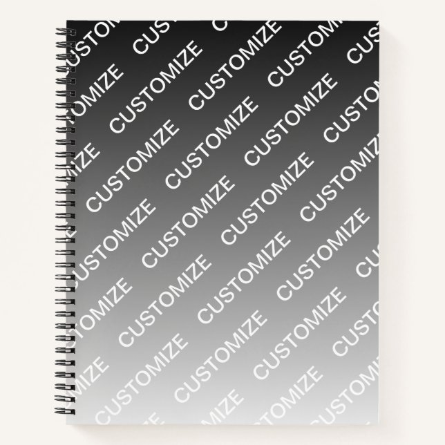 Grau (wechselbare Farbe) Ombre & Textmuster Notizbuch (Vorderseite)