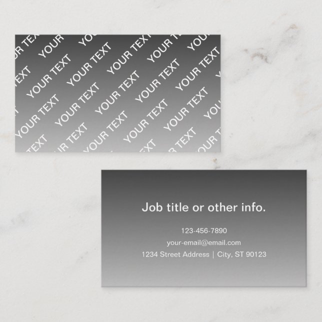 Grau (wechselbare Farbe) Ombre & Textmuster Visitenkarte (Vorne/Hinten)