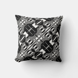Grau-Weiß-Diagonal-Mosaikflippel Kissen
