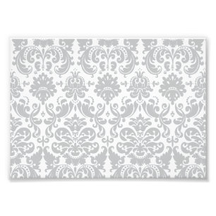 Grau-Weiß-elegantes Damasketmuster Fotodruck