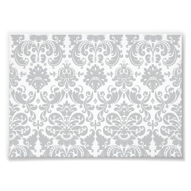 Grau-Weiß-elegantes Damasketmuster Fotodruck (Vorne)