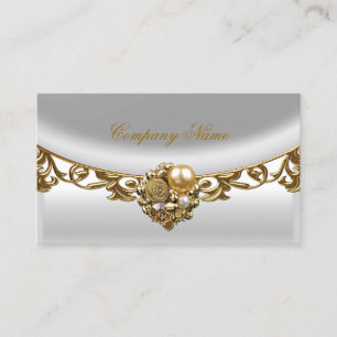 Grau Weiß Gold Elegantes Boutique-Gold-Profil Visitenkarte