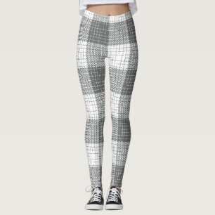 Grau-weiß kariertes Kreuzstich-Karo Leggings
