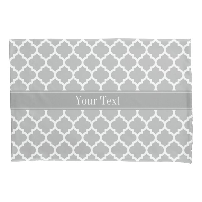Grau-weiß marokkanisch #5 Dark Gray Name Monogram Kissenbezug (Vorderseite)