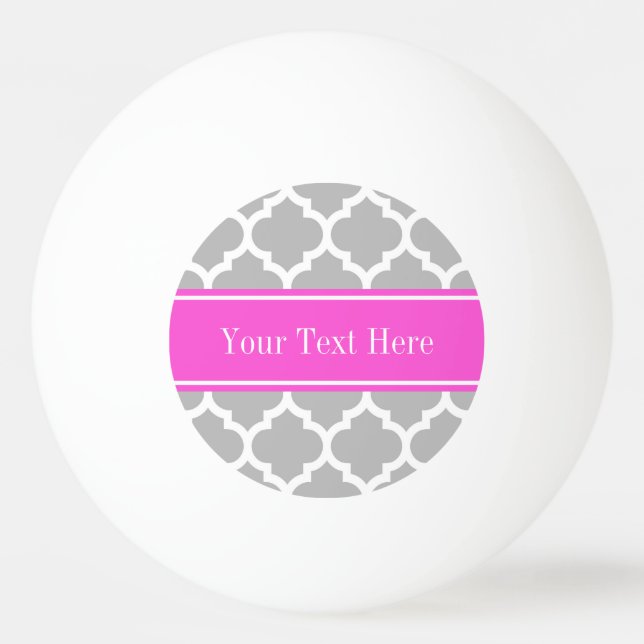 Grau-weiß marokkanisch #5 Hot-Pink-Name Monogram Tischtennisball (Vorderseite)