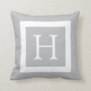 Grau-Weiß-Monogramm Kissen