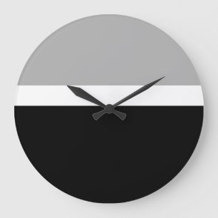 Grau-Weiß-Schwarz-Farben-Design Große Wanduhr