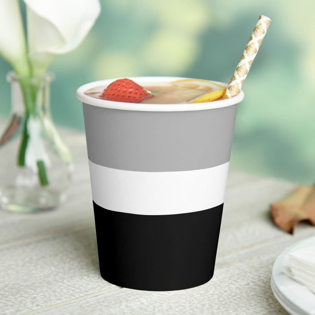 Grau-Weiß-Schwarz-Farben-Design Pappbecher (Von Creator hochgeladen)