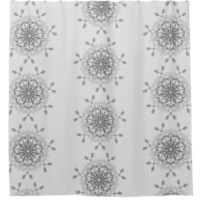 Grau-Weiß-Stammesdesign Duschvorhang (Vorderseite)