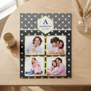 Grau-Weiß-Sterne-Muster Familienfoto-Collage