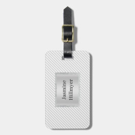GRAU WEISS STRIPE GLITZER CUSTOM LUGGAGE TAG GEPÄCKANHÄNGER