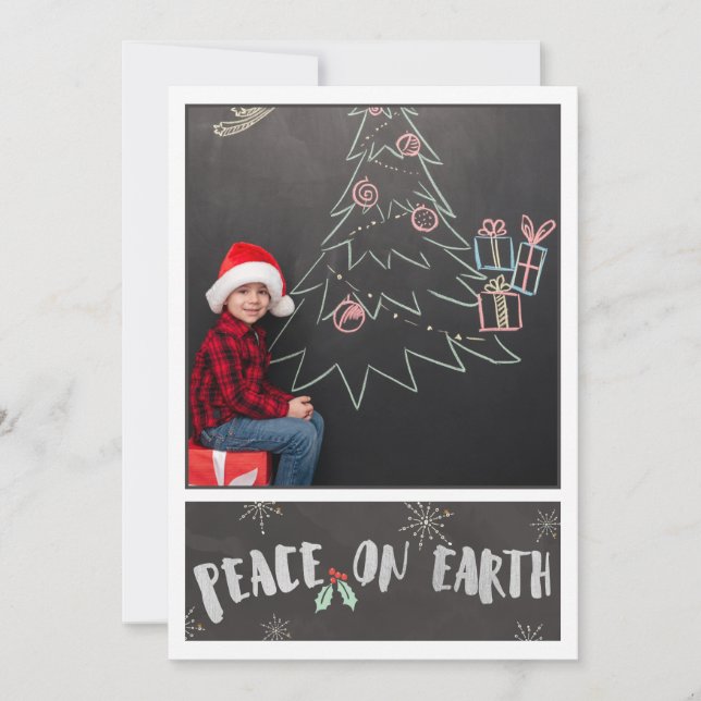 Grau & Weiß/Weltfrieden/Foto Weihnachtskarte Feiertagskarte (Vorderseite)
