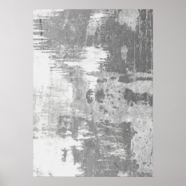 Grau-weiße Abstrakte Mustermauer Poster