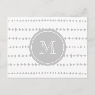 Grau-weiße Aztec-Pfeile Monogramm Postkarte