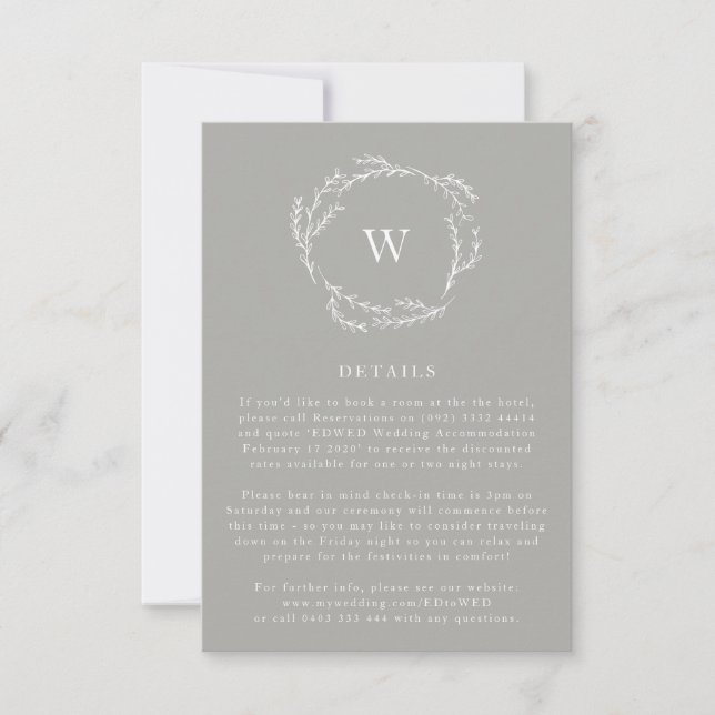 Grau-weiße Einfache Kleider-Hochzeitskarte RSVP Karte (Vorderseite)