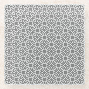 Grau-weiße geometrische nahtlose Muster Glasuntersetzer