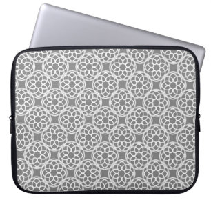 Grau-weiße geometrische nahtlose Muster Laptopschutzhülle