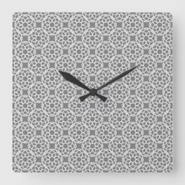 Grau-weiße geometrische nahtlose Muster Quadratische Wanduhr