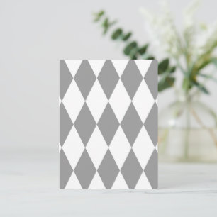 Grau-weiße Harlekin-Diamant-Schachbrett-Design  Postkarte