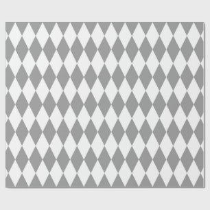 Grau Weiße Harlekin-Diamanten-Musterdesign Geschenkpapier