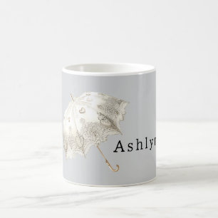 Grau Weiße Herzen Regenschirm Kaffeetasse