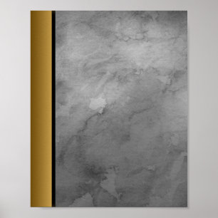 Grau-weiße Marmorstein / Schwarz-Gold-Rand Kunst Poster