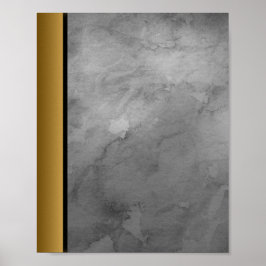 Grau-weißer Marmorstein / Schwarz-Gold-Grenze Kuns Poster