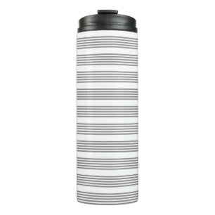Grau-weißes Fünf-Streifen-Muster Thermosbecher