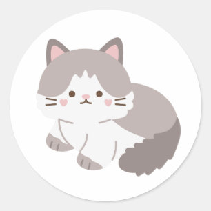 Grau-weißes Kätzchen Süße Katzenliebhaber Sticker