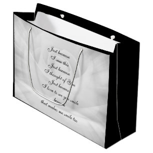 Grau-weißes Landhausstil-Design mit Gedicht Große Geschenktüte