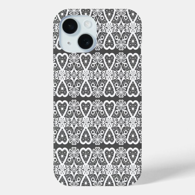 Grau-weißes Spitzenmuster Case-Mate iPhone Hülle (Rückseite)